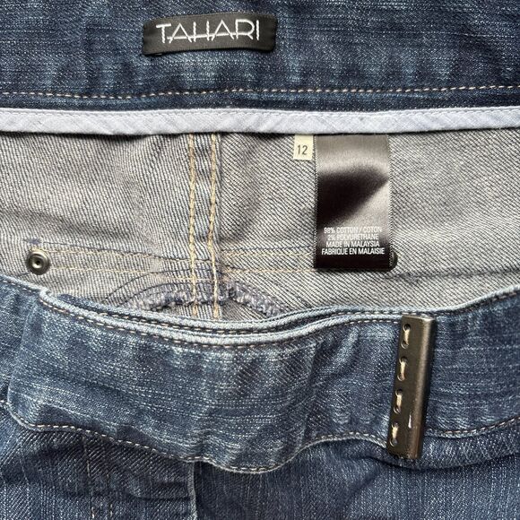 Tahari Women’s Dark Indigo Flare Jeans size 12 - Picture 7 of 8